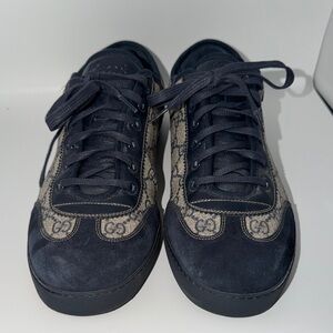 Gucci Men's Dark Blue and Beige Sneakers